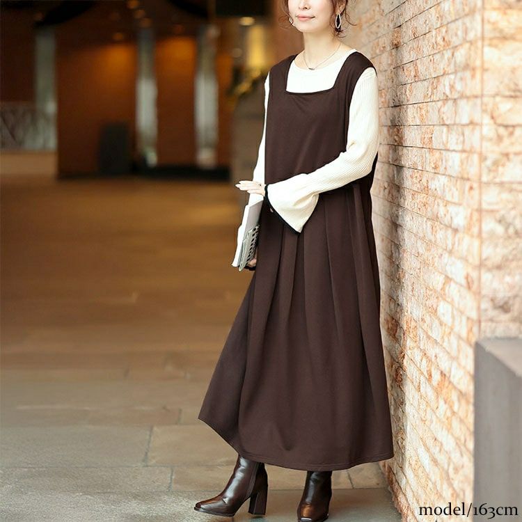 大きいサイズ レディース 前後2wayタックジャンパースカート　fem-546
