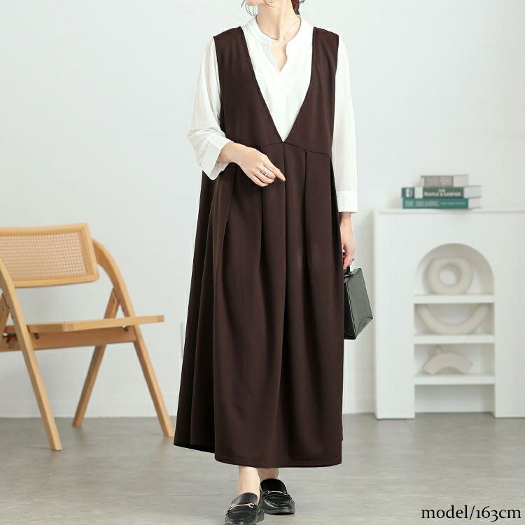 大きいサイズ レディース 前後2wayタックジャンパースカート　fem-546