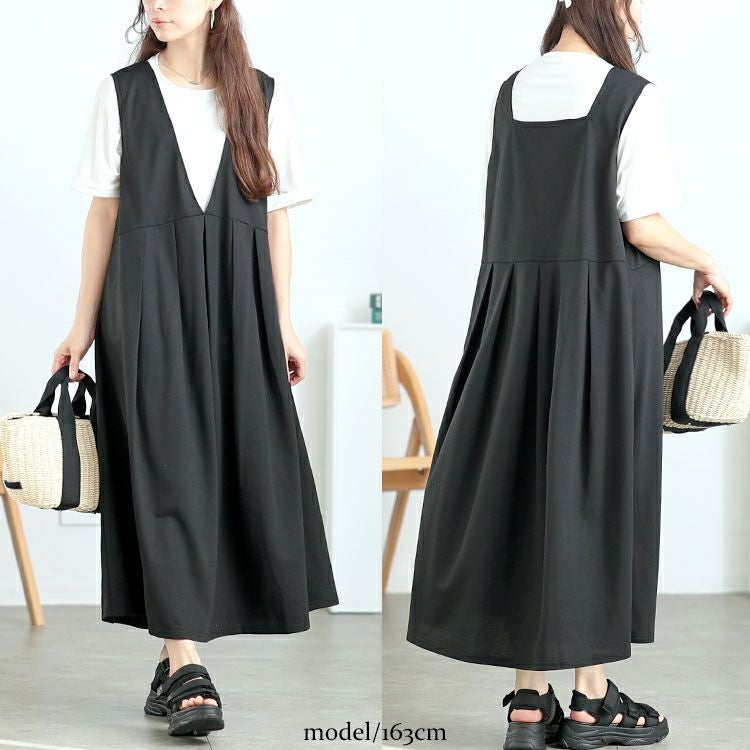 大きいサイズ レディース 前後2wayタックジャンパースカート　fem-546