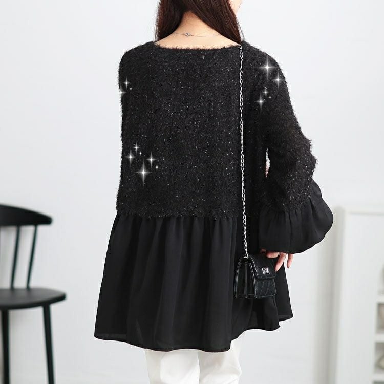 大きいサイズ レディース ヴィラーゴスリーブ異素材チュニック　fem-547