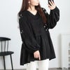大きいサイズ レディース ヴィラーゴスリーブ異素材チュニック　fem-547 ブラック
