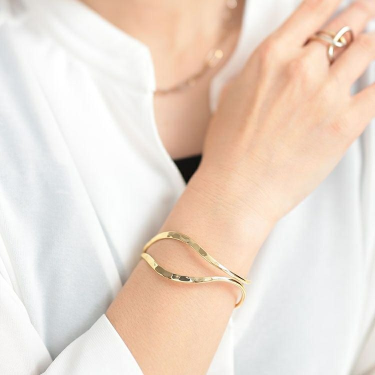 大きいサイズ レディース 2連ウェーブバングル　okbg265-38 【メール便可】