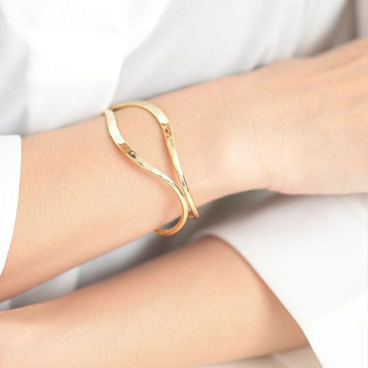 大きいサイズ レディース 2連ウェーブバングル　okbg265-38 【メール便可】