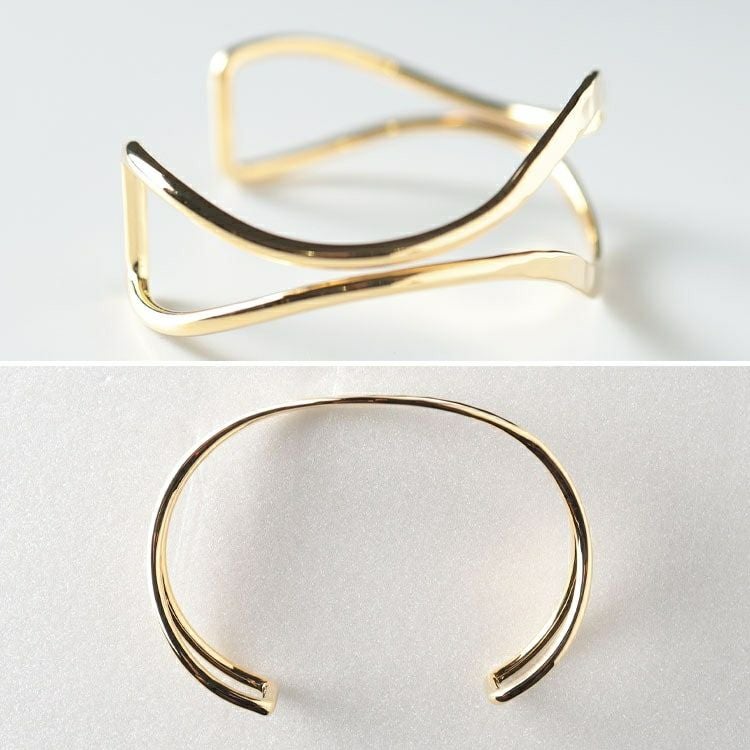 大きいサイズ レディース 2連ウェーブバングル　okbg265-38 【メール便可】