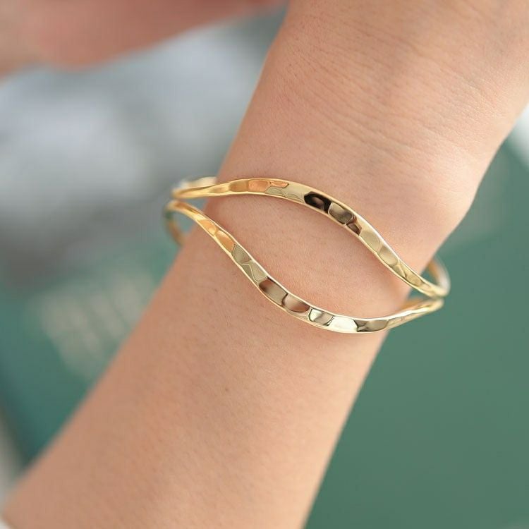 大きいサイズ レディース 2連ウェーブバングル　okbg265-38 【メール便可】