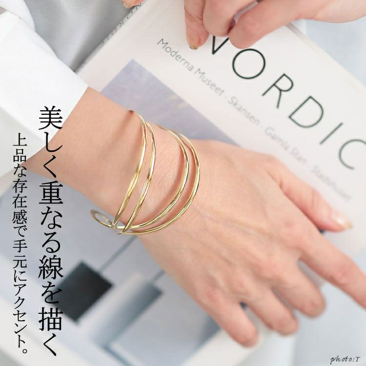 大きいサイズ レディース 4連ラインバングル　okbg8502-657