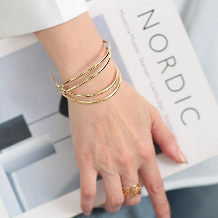 大きいサイズ レディース 4連ラインバングル　okbg8502-657