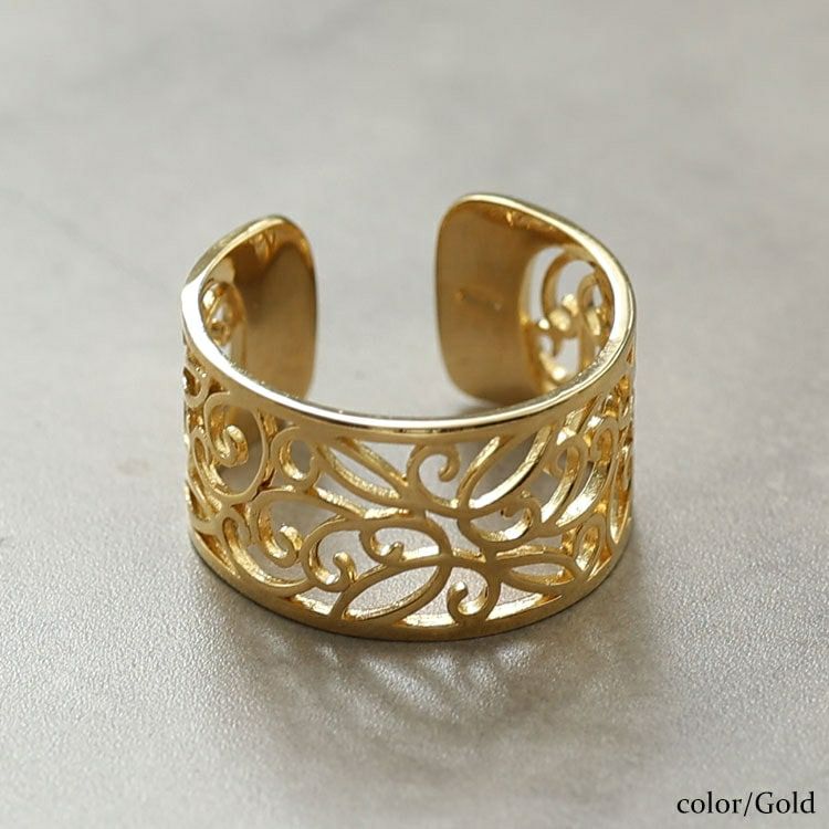 大きいサイズ レディース 透かしデザインシルバーリング　okfrn-419 【メール便可】