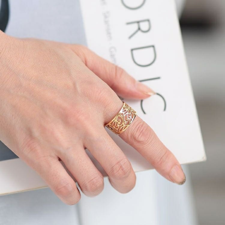 大きいサイズ レディース 透かしデザインシルバーリング　okfrn-419 【メール便可】