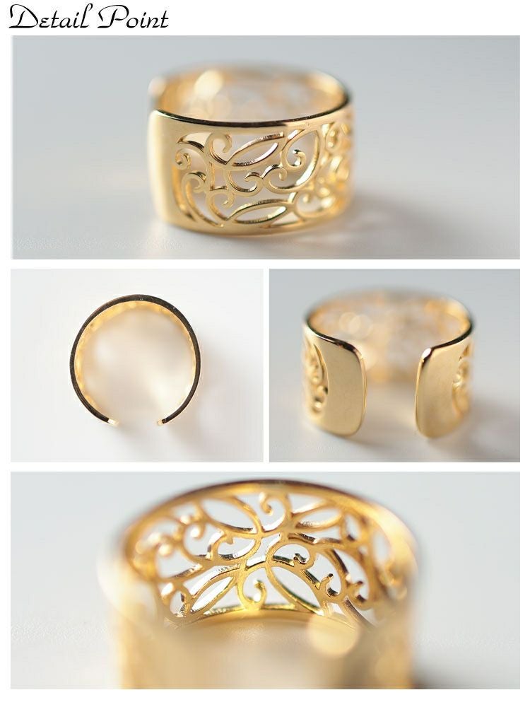 大きいサイズ レディース 透かしデザインシルバーリング　okfrn-419 【メール便可】