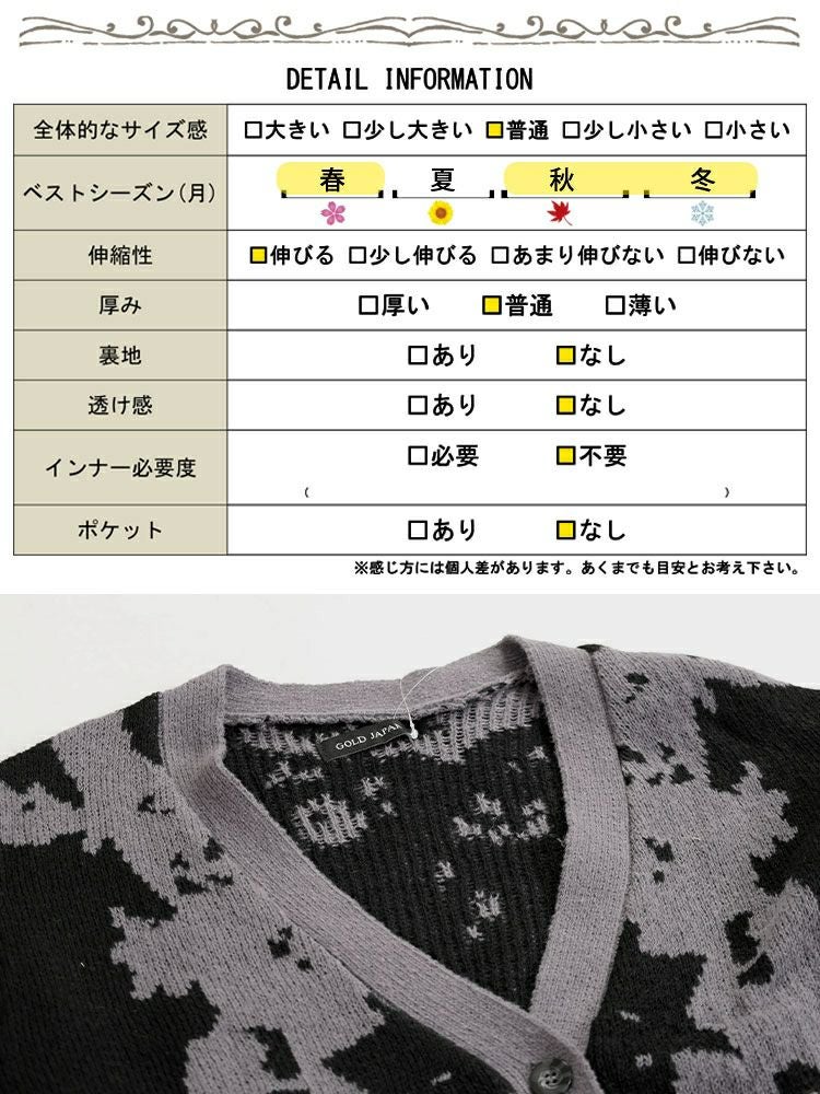 大きいサイズ レディース 迷彩柄ジャガードニットカーディガン　bro-0054