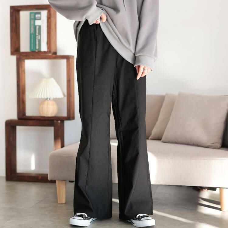 大きいサイズ レディース センターシームブーツカットパンツ　tog-1017 ブラック