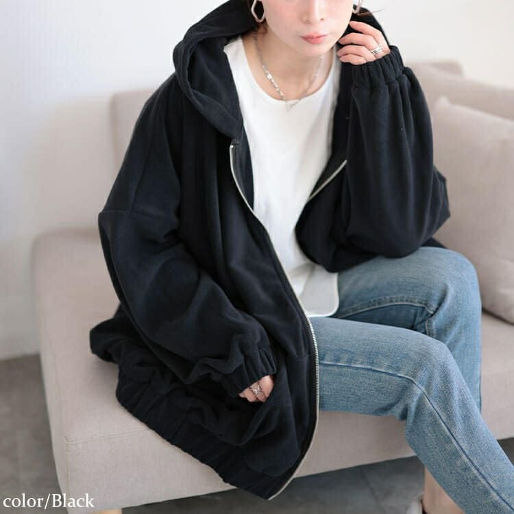 大きいサイズ レディース 両面フリースZIPワイドパーカー　maru-30068