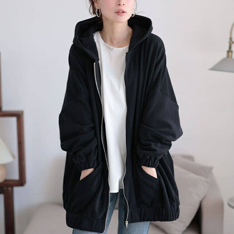 大きいサイズ レディース 両面フリースZIPワイドパーカー　maru-30068