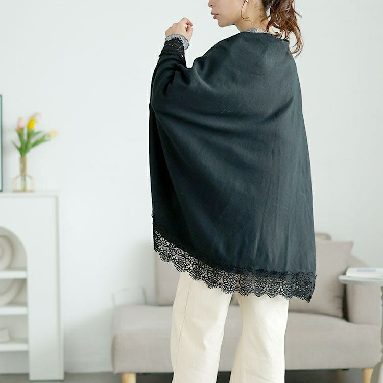 大きいサイズ レディース レース使いストール風ニットカーディガン　jp520