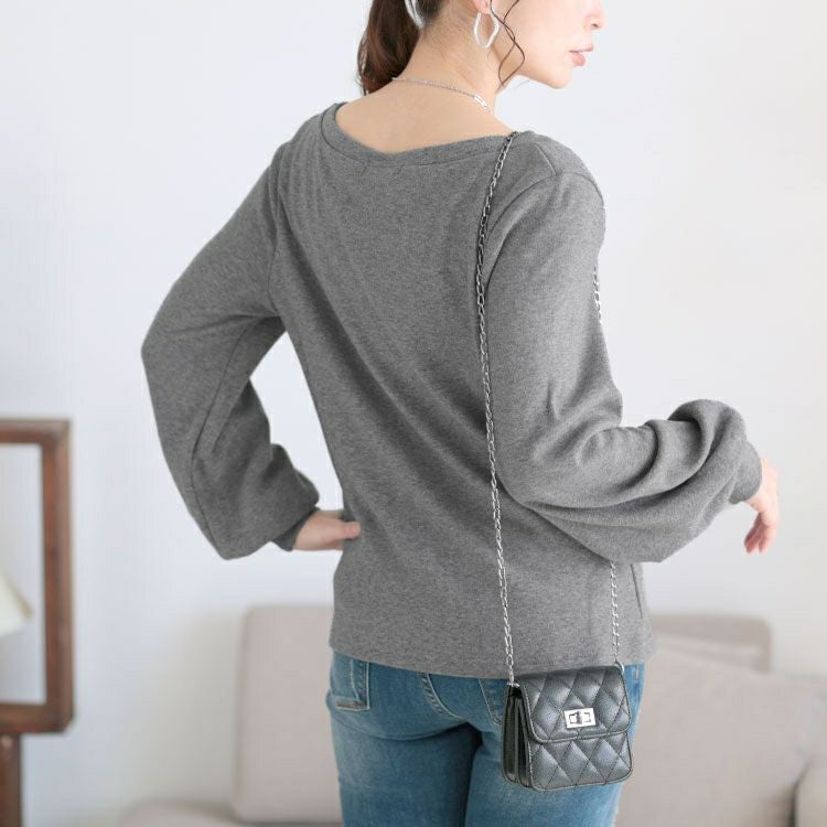 大きいサイズ レディース ボリューム袖スクエアネックプルオーバー　jp518