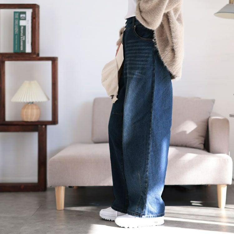 大きいサイズ レディース コットンデニムカーブパンツ　jp511