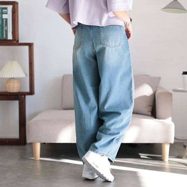 大きいサイズ レディース コットンデニムカーブパンツ　jp511