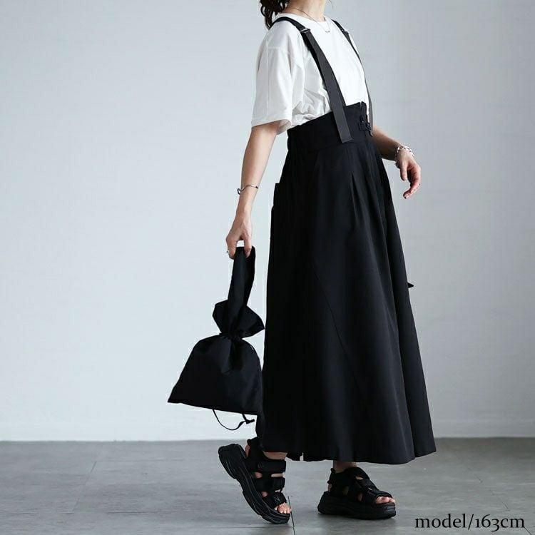 大きいサイズ レディース ショルダーベルトフレアジャンパースカート　sw-0684