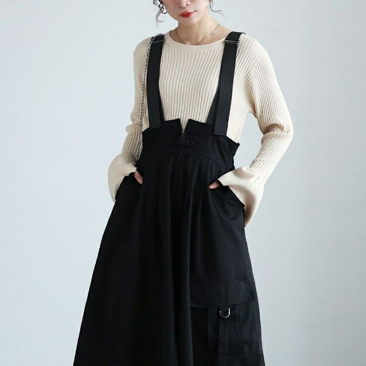 大きいサイズ レディース ショルダーベルトフレアジャンパースカート　sw-0684