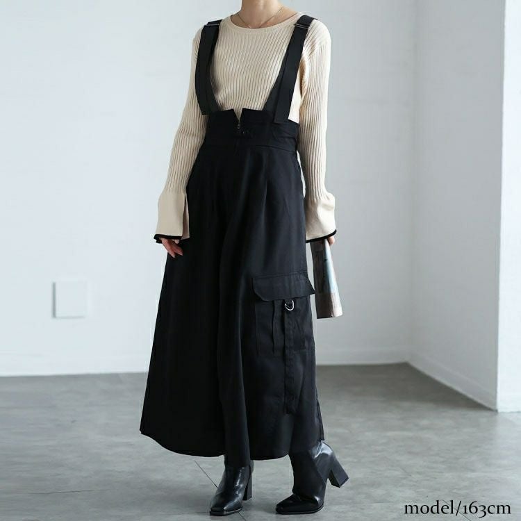 大きいサイズ レディース ショルダーベルトフレアジャンパースカート　sw-0684