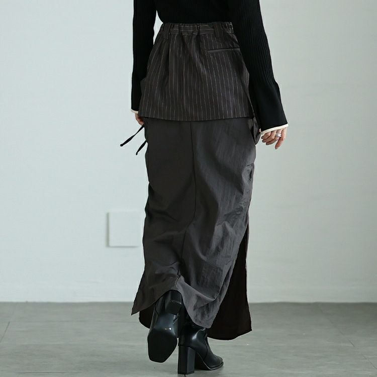 大きいサイズ レディース オーバーポケットレイヤードスカート　nw-24038