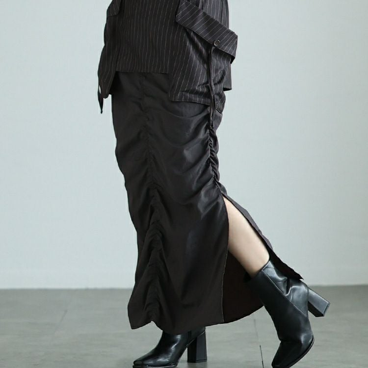 大きいサイズ レディース オーバーポケットレイヤードスカート　nw-24038