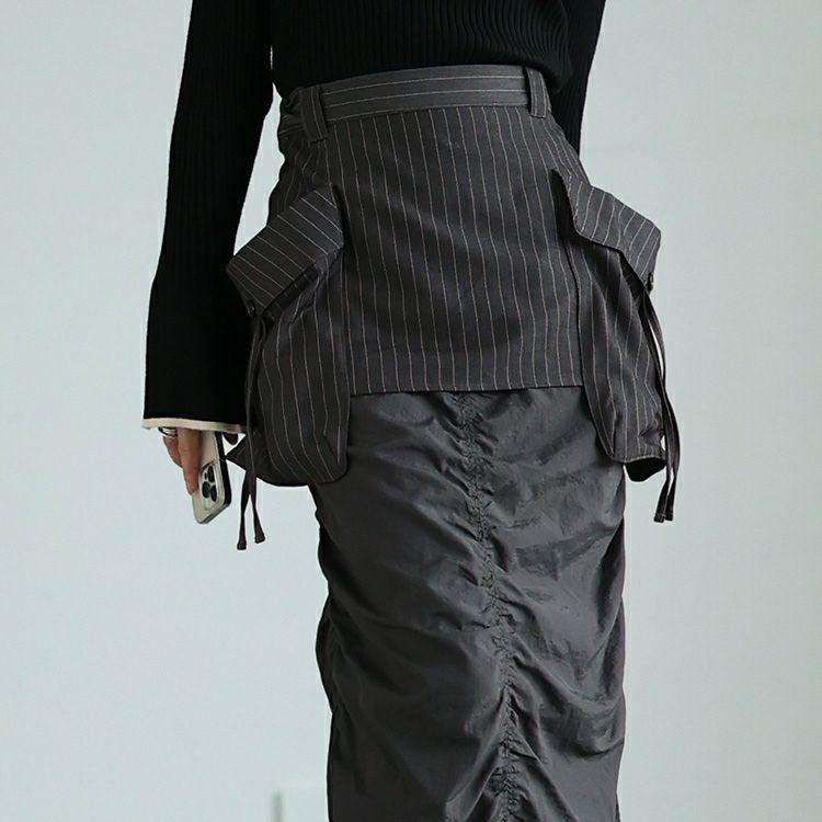 大きいサイズ レディース オーバーポケットレイヤードスカート　nw-24038