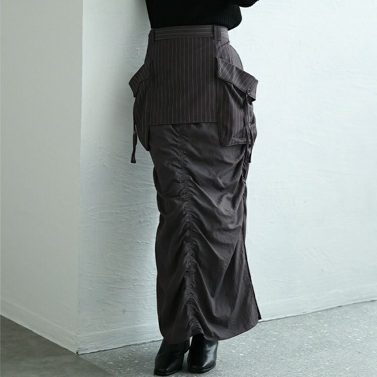 大きいサイズ レディース オーバーポケットレイヤードスカート　nw-24038