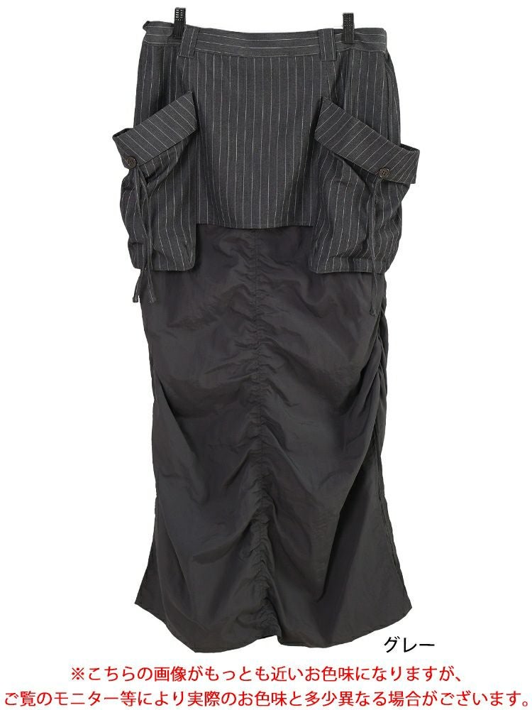 大きいサイズ レディース オーバーポケットレイヤードスカート　nw-24038