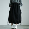 大きいサイズ レディース サイドポケットドロストナイロンスカート　nw-24036 ブラック