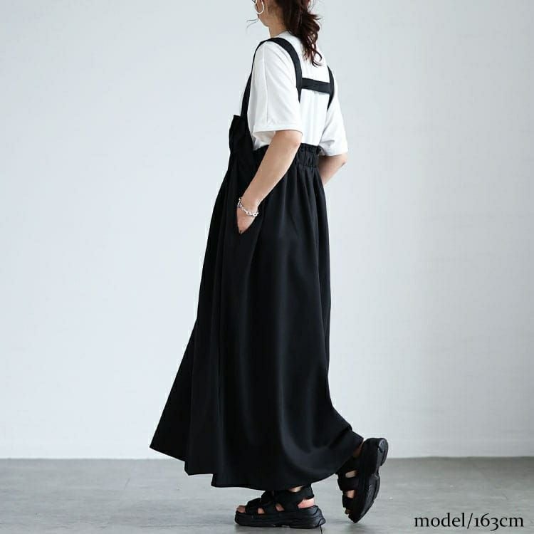 大きいサイズ レディース 胸タックフレアジャンパースカート　nw-24045