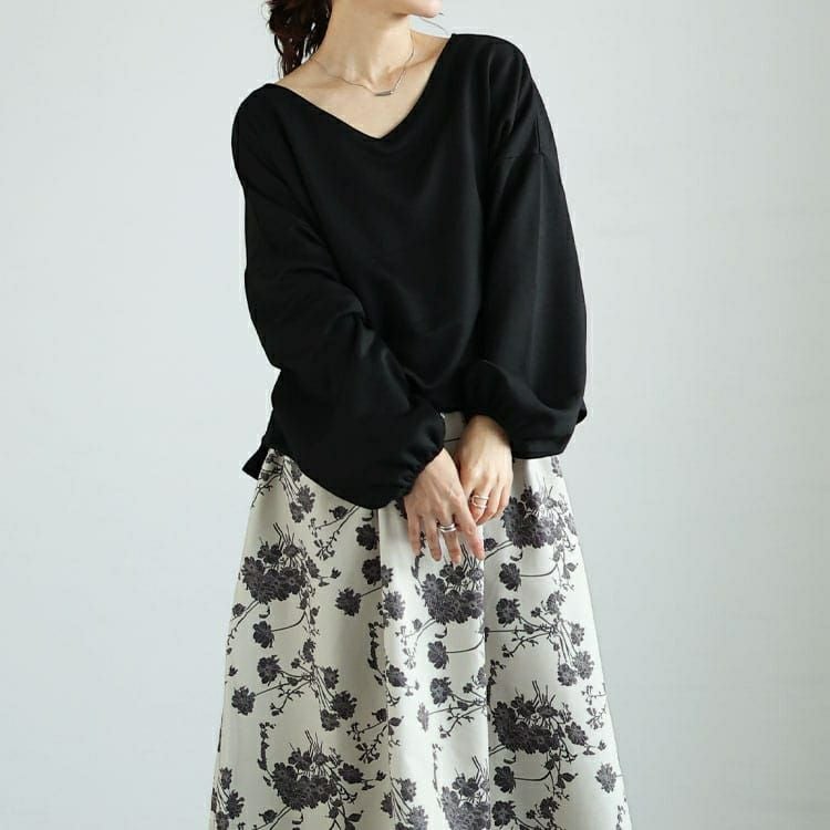 大きいサイズ レディース ブーケ柄Vネックドッキングワンピース　sw-0700