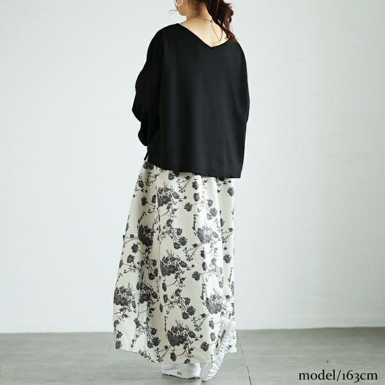 大きいサイズ レディース ブーケ柄Vネックドッキングワンピース　sw-0700