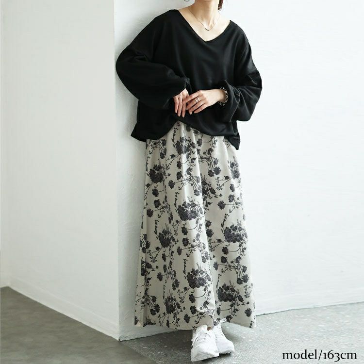 大きいサイズ レディース ブーケ柄Vネックドッキングワンピース　sw-0700