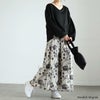 大きいサイズ レディース ブーケ柄Vネックドッキングワンピース　sw-0700 ブラック