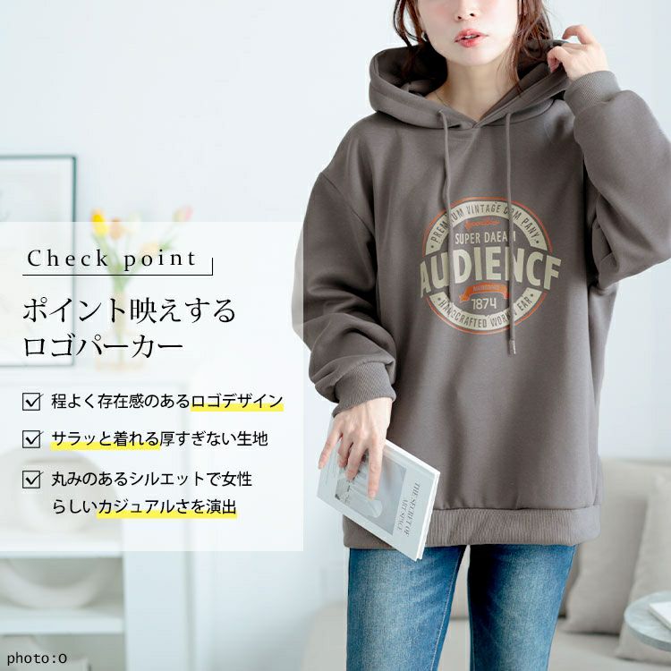 大きいサイズ レディース ロゴスウェットパーカー　goldy-1620