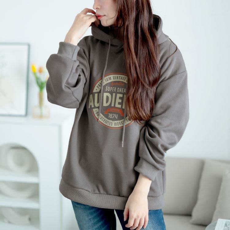 大きいサイズ レディース ロゴスウェットパーカー　goldy-1620 グレー