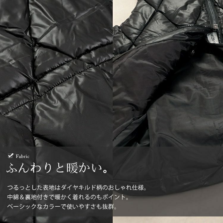 大きいサイズ レディース ダイヤキルトドロスト中綿ベスト　goldy-1619