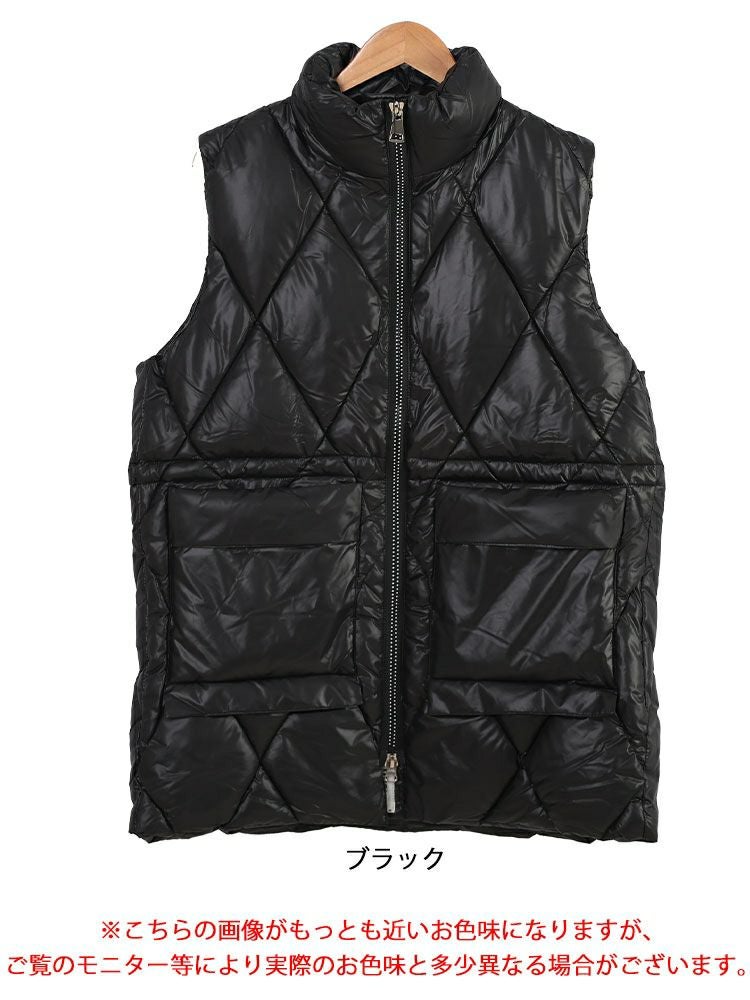 大きいサイズ レディース ダイヤキルトドロスト中綿ベスト　goldy-1619