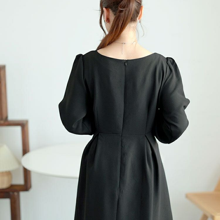 大きいサイズ レディース ビジュー付きハートネックロングワンピース　goldy-1618