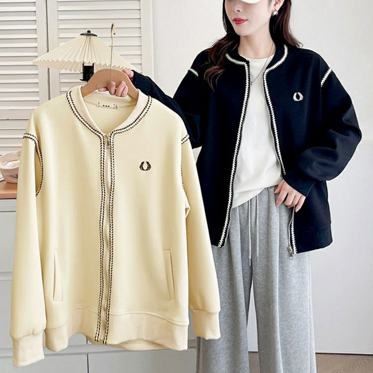 大きいサイズ レディース ライン使いジップアップブルゾン　goldy-1616