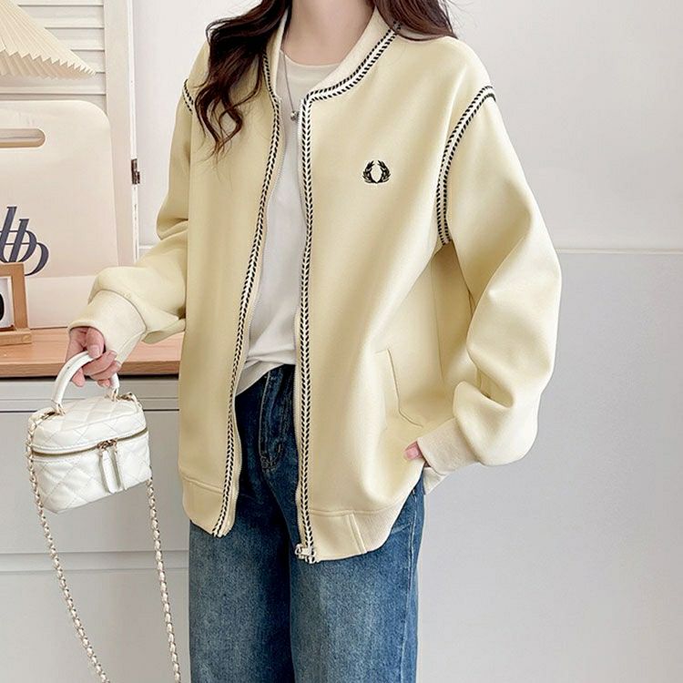 大きいサイズ レディース ライン使いジップアップブルゾン　goldy-1616