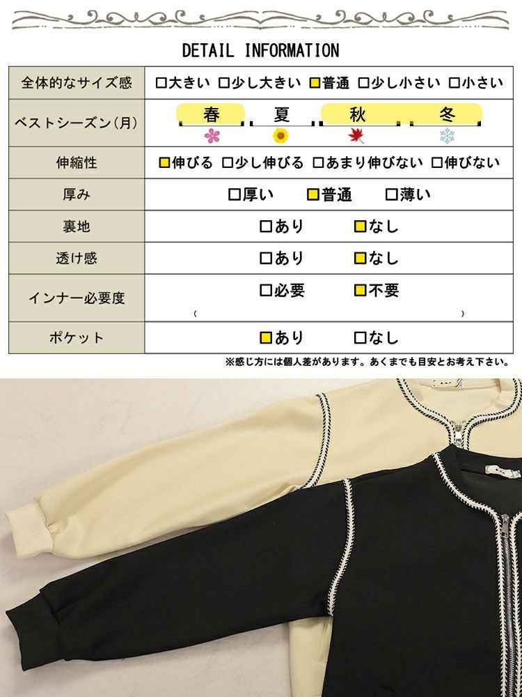 大きいサイズ レディース ライン使いジップアップブルゾン　goldy-1616