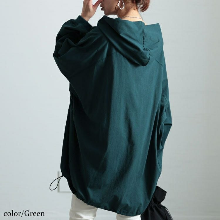 大きいサイズ レディース 裾ドロストラグランパーカーチュニック　bai-0168