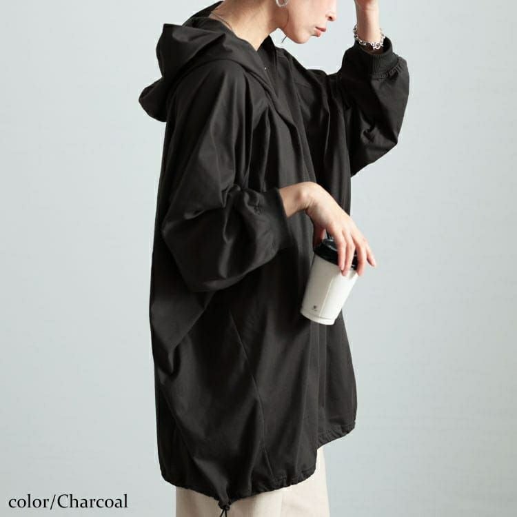 大きいサイズ レディース 裾ドロストラグランパーカーチュニック　bai-0168
