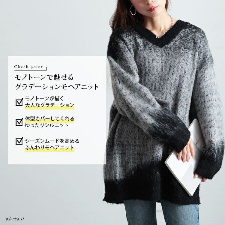 大きいサイズ レディース グラデーションモヘアニットプルオーバー　maru-20006