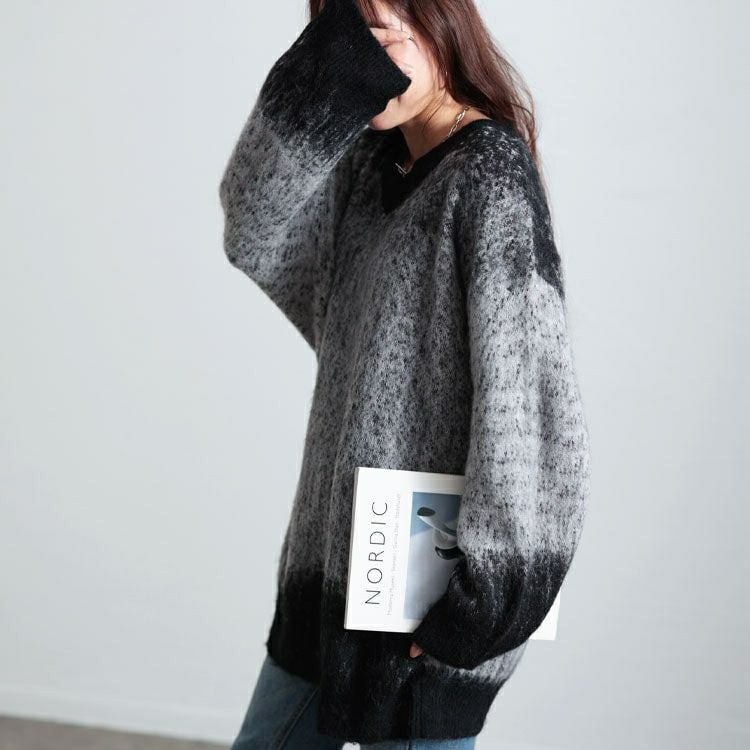 大きいサイズ レディース グラデーションモヘアニットプルオーバー　maru-20006