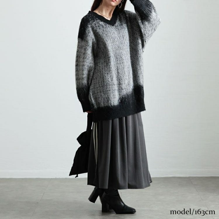 大きいサイズ レディース グラデーションモヘアニットプルオーバー　maru-20006