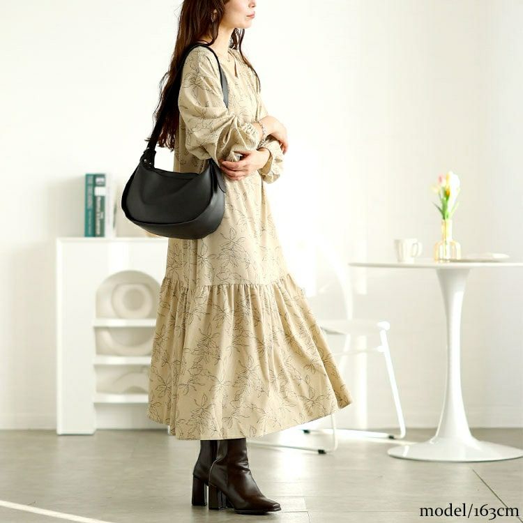 大きいサイズ レディース 前後2way花柄ティアードワンピース　fem-557